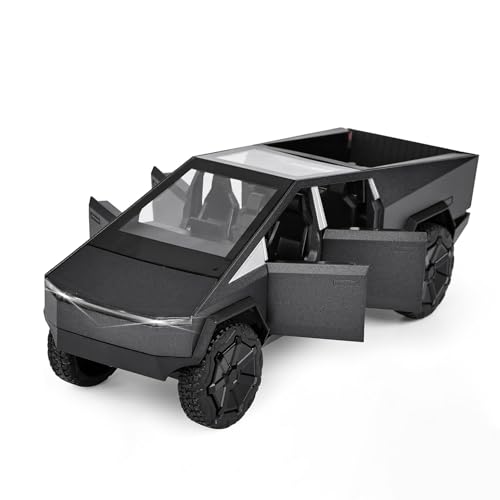 MODVKVK Tesla Cybertruck 1:32 Modellauto, Spielzeugauto Trucks mit Licht & Musik, Zurückziehfunktion, Legierungsdruckguss, Tolles Mini-Fahrzeugspielzeug für Kinder ab 3 Jahren und Autosammler(Schwarz) von MODVKVK