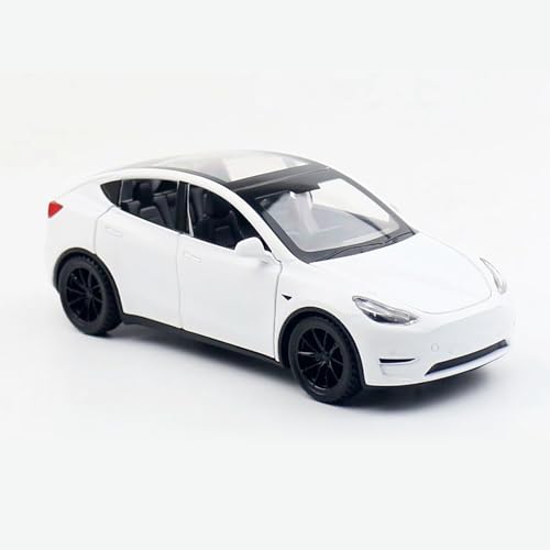 MODVKVK Tesla Model Y 1:32 Modellauto, Spielzeugauto mit Licht & Musik, Zurückziehfunktion, Legierungsdruckguss, Ideal für Kinder ab 3 Jahren & Sammler (Weiß) von MODVKVK