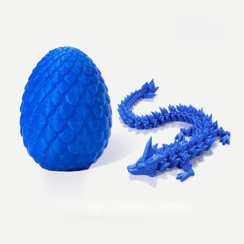 3D Gedruckter Drachen im Ei, Voller Gelenkdrache Kristalldrache mit Drachenei, Home Office Dekor Executive Desk Toys, Erwachsene Fidget Spielzeug für Autismus/ADHS (Blau) von MOFIC