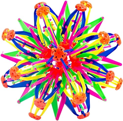 Expandable Atmung Ball, Expandable Magic Hobermans Sphere Ball, Autismen ADHD Neuheit Sensory Spielzeug, Expandable Ball Sphere Spielzeug für Kinder und Erwachsene (Farbenfroh, mit Licht) von MOFIC
