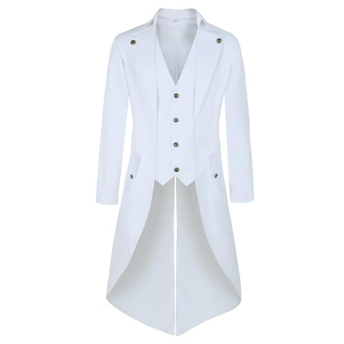 VELY Halloween-Piratenkostüm für Herren, Steampunk, Smoking, Gothic, Jacke, Frack, Renaissance-Outfit (Größe L, Z3725WH) von MOFOVELY