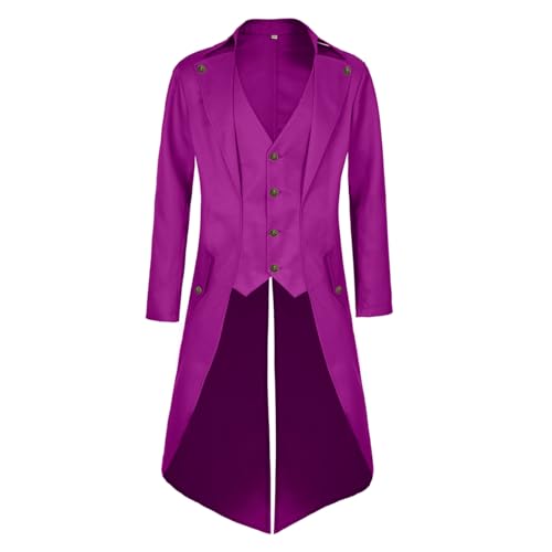 VELY Herren-Piratenmantel, Steampunk-Jacke, Frack, Renaissance-Jacke, Halloween, Hutmacher-Kostüm, Violett, M VELY Herren-Piratenmantel, Steampunk-Jacke, Frack, Renaissance-Jacke, Halloween, Hutmacher-Kostüm, Violett, M von MOFOVELY
