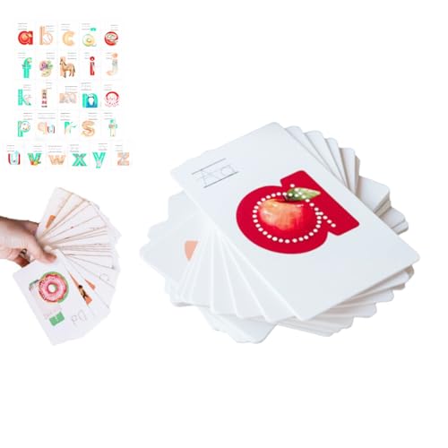 Vorschul-Alphabet-Werkzeug, eingebettetes Piktograph, Mnemonisches Alphabet, Lernkarten, Buchstaben-Sounds bis zu 2 x schneller, 26 Stück ABC-Vokabelkarteikarten, Buchstaben und Geräusche schnell Vorschul-Alphabet-Werkzeug, eingebettetes Piktograph, Mnemonisches Alphabet, Lernkarten, Buchstaben-Sounds bis zu 2 x schneller, 26 Stück ABC-Vokabelkarteikarten, Buchstaben und Geräusche schnell von MOHXFE