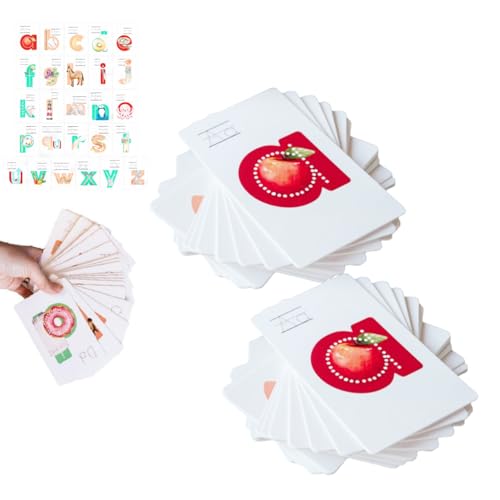 Vorschule Alphabet Werkzeug,Eingebettete Piktogramm Mnemonic Alphabet Flash-Karten,Lernen Sie Buchstabenlaute bis zu 2X schneller,Lernen Sie Buchstaben und Laute schnell (2 Set) von MOHXFE