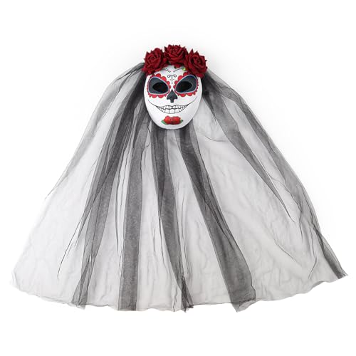 MOIDHSAG Halloween Schleier Halloween Rose Blume Schleier Gruselige Braut Kostüm Halloween Kostüm Zubehör für Frauen MOIDHSAG Halloween Schleier Halloween Rose Blume Schleier Gruselige Braut Kostüm Halloween Kostüm Zubehör für Frauen von MOIDHSAG