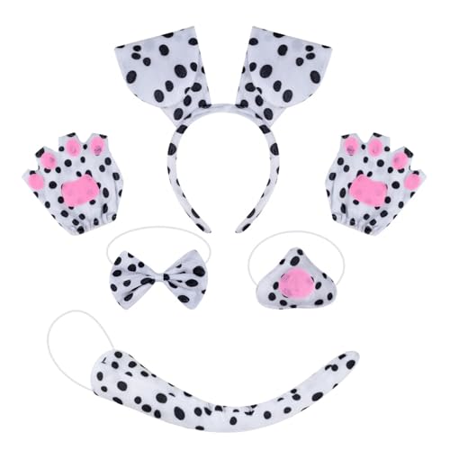 MOIDHSAG Kinder-Hundekostüm-Set mit Hundeohren, Stirnband, Schwanz, Fliege, Nasenrock, Halloween, Tier, Hunde-Outfit, Zubehör für Damen und Mädchen MOIDHSAG Kinder-Hundekostüm-Set mit Hundeohren, Stirnband, Schwanz, Fliege, Nasenrock, Halloween, Tier, Hunde-Outfit, Zubehör für Damen und Mädchen von MOIDHSAG