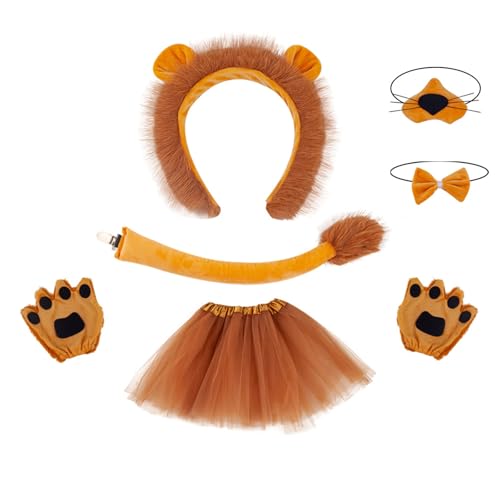MOIDHSAG Kinder-Tierkostüm-Set, Pfoten, Handschuhe, Tier-Stirnband, Plüschschwanz, Fliege, Tutus, Tiere, Cosplay-Set für Halloween-Party MOIDHSAG Kinder-Tierkostüm-Set, Pfoten, Handschuhe, Tier-Stirnband, Plüschschwanz, Fliege, Tutus, Tiere, Cosplay-Set für Halloween-Party von MOIDHSAG