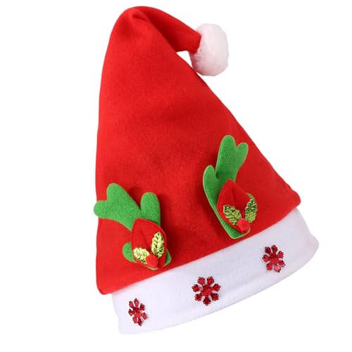 MOIDHSAG Verstellbare Größe, Weihnachtsmannmützen für Weihnachtsfeiern, weiche und bequeme Mütze mit Geweih und Schneeflocken-Partyzubehör MOIDHSAG Verstellbare Größe, Weihnachtsmannmützen für Weihnachtsfeiern, weiche und bequeme Mütze mit Geweih und Schneeflocken-Partyzubehör von MOIDHSAG