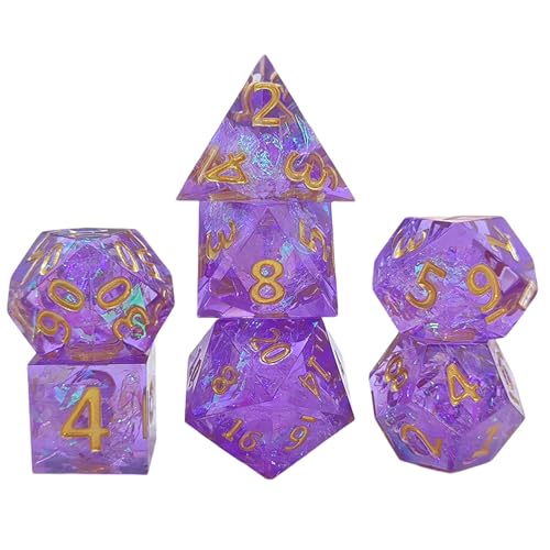 MOIDHSAG Set Mit 7 Polyedrischen Würfeln Aus Kunstharz Für Rollenspiele Rollenspiele Polyedrische Würfel Mit Schillerndem Glitzer von MOIDHSAG