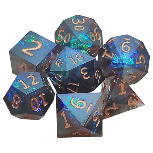 MOIDHSAG Set Mit 7 Polyedrischen Würfeln Aus Kunstharz Für Rollenspiele Rollenspiele Polyedrische Würfel Mit Schillerndem Glitzer von MOIDHSAG