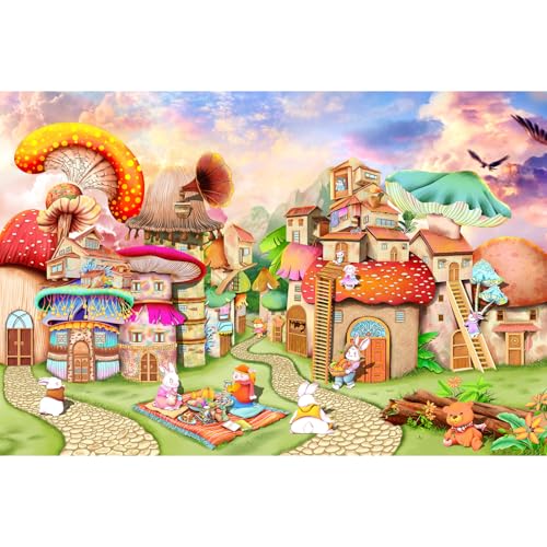 Hochwertiges 100-Teile Puzzle für Kinder Ab 6 Jahre - Pilzhaus-Motiv für Mädchen und Jungen von MOJIGE