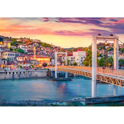 Puzzle 1000 Teile,Puzzle Erwachsene, EIN Herausforderndes Rätsel,Puzzlespiele für Die Ganze Familie,Geschenke für Frauen,Geschenke für Männer,Thema:Amazing View of Berat Town von MOJIGE
