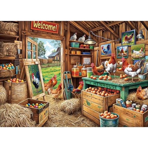 Puzzle 1000 Teile,Puzzle Erwachsene, EIN Herausforderndes Rätsel,Puzzlespiele für Die Ganze Familie,Geschenke für Frauen,Geschenke für Männer,Thema:Hühnerstall von MOJIGE