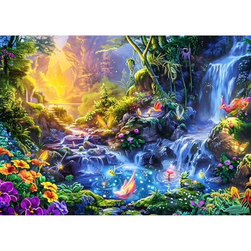 Puzzle 1000 Teile,Puzzle Erwachsene, EIN Herausforderndes Rätsel,Puzzlespiele für Die Ganze Familie,Geschenke für Frauen,Geschenke für Männer,Thema:Magic Teich von MOJIGE