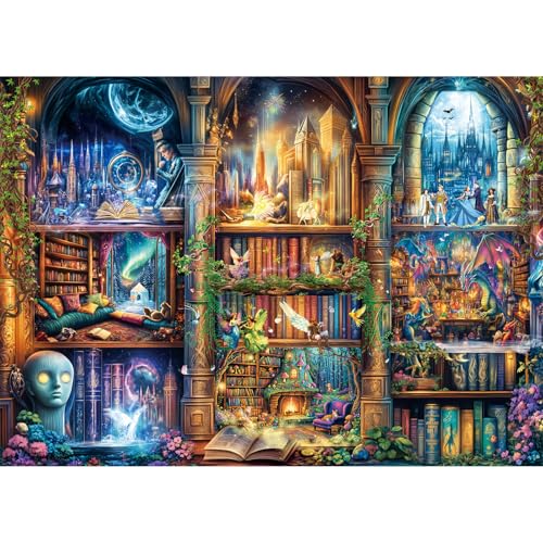 Puzzles 1000 Teile für Erwachsene, Puzzle für Erwachsene, 1000-teiliges Puzzle, herausforderndes Spiel für das Ganze für Frauen, Geschenke für Männer, Puzzle, Thema: Verzauberte Bibliothek Puzzles 1000 Teile für Erwachsene, Puzzle für Erwachsene, 1000-teiliges Puzzle, herausforderndes Spiel für das Ganze für Frauen, Geschenke für Männer, Puzzle, Thema: Verzauberte Bibliothek von MOJIGE