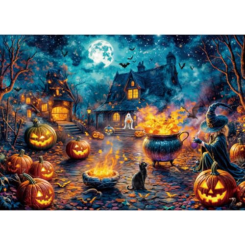 Puzzles 1000 Teile für Erwachsene, Puzzle für Erwachsene, 1000-teiliges Puzzle, herausforderndes Spiel für das Ganze für Frauen, Geschenke für Männer, Thema: Halloween-Nacht Puzzles 1000 Teile für Erwachsene, Puzzle für Erwachsene, 1000-teiliges Puzzle, herausforderndes Spiel für das Ganze für Frauen, Geschenke für Männer, Thema: Halloween-Nacht von MOJIGE