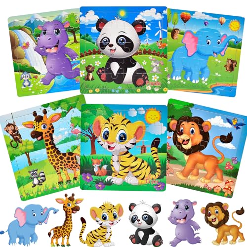 Rahmenpuzzle für Kinder 20 Teile, Tierthema-Puzzle, Holzpuzzle, kognitives Spiel für Kinder, Exquisites Kindergeburtstagsgeschenk Rahmenpuzzle für Kinder 20 Teile, Tierthema-Puzzle, Holzpuzzle, kognitives Spiel für Kinder, Exquisites Kindergeburtstagsgeschenk von MOJIGE