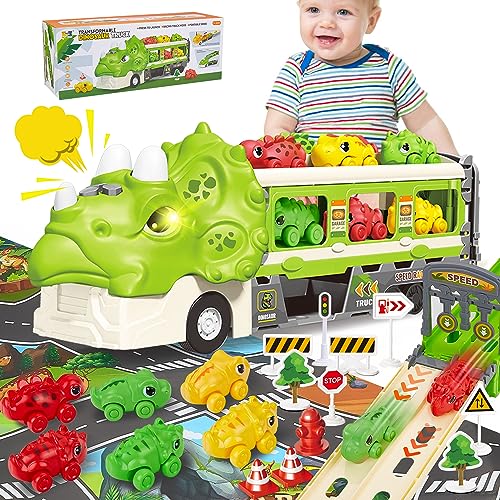 MOJINO Dinosaurier Transportwagen Spielset für Kinder von 3 bis 8 Jahren, Triceratops Transport Auto Spielzeug mit 6 Dino Figuren, Aktivitäts Spielmatte, Dinosaurier Autospielzeug für Jungen Mädchen. MOJINO Dinosaurier Transportwagen Spielset für Kinder von 3 bis 8 Jahren, Triceratops Transport Auto Spielzeug mit 6 Dino Figuren, Aktivitäts Spielmatte, Dinosaurier Autospielzeug für Jungen Mädchen. von MOJINO