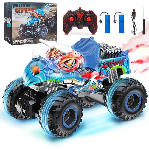 MOJINO Ferngesteuertes Auto, Monster RC Auto Truck für Kinder Jungen Alter von 6 7 8 9 10 Jahren, Dinosaurier Spielzeug, Geschenk für Jungen Mädchen 1:16 All Terrain RC Drift Auto, Blau von MOJINO