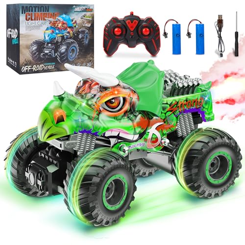 MOJINO Ferngesteuertes Auto, Monster RC Auto Truck für Kinder Jungen Alter von 6 7 8 9 10 Jahren, Dinosaurier Spielzeug, Geschenk für Jungen Mädchen 1:16 All Terrain RC Drift Auto, Grün von MOJINO