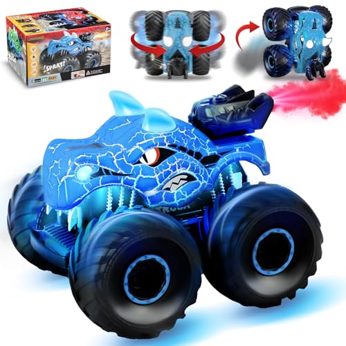 MOJINO Ferngesteuertes Auto RC Auto, RC Car Monster Truck ab 3 4 5 6 7 8 Jahre Spielzeug Spiele Jungen Mädchen Kinder Dinosaurier Auto Spielzeug Geschenk Junge, Blau von MOJINO