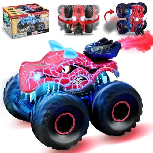 MOJINO Ferngesteuertes Auto RC Auto, RC Car Monster Truck ab 6 7 8 9 10 Jahre Spielzeug Spiele Jungen Mädchen Kinder Dinosaurier Auto Spielzeug Geschenk Junge, Rot von MOJINO