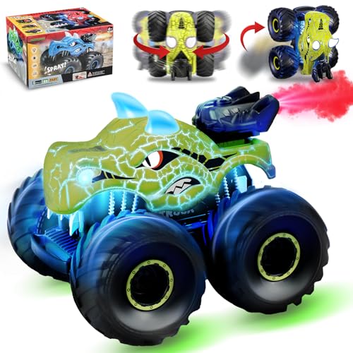 MOJINO Ferngesteuertes Auto RC Auto, RC Car Monster Truck ab 3 4 5 6 7 8 Jahre Spielzeug Spiele Jungen Mädchen Kinder Dinosaurier Auto Spielzeug Geschenk Junge, Grün von MOJINO