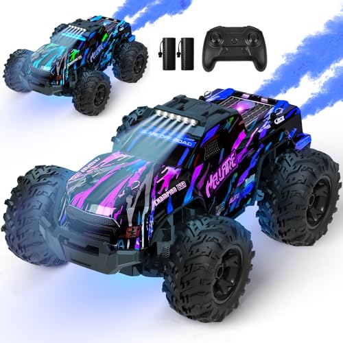 MOJINO Ferngesteuertes Auto RC Auto All Terrain 1:18 für Kinder Jungen 6 7 8 9 10 11 12 Jahre mit Sprüh und Lichteffekten, 60 Minuten Laufzeit von MOJINO