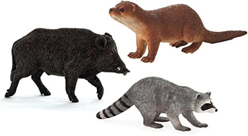 MOJO Packung mit 3 Figuren Waldtiere, Größe M (beinhaltet: 1 Wildschwein, 1 Waschbär und 1 gemeinsame Ernährung) von MOJO