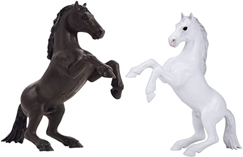 MOJO Packung mit 2 Tierfiguren des Bauernhofs, Größe XL (Lieferumfang: 1 Mustang Weiß stehend und 1 Mustang Schwarz stehend) von MOJO