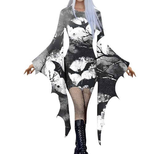 Gothic Kleidung Damen Viktorianisches Kleid Renaissance Mittelalter Kleid Große Größen Gothic Cosplay Schwarzes Kostüm Halloween Fledermaus Kleider Mittelalter Kostüm Damen XXL von MOKBAY
