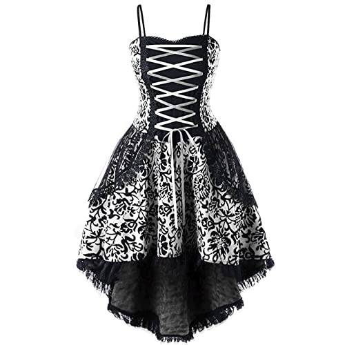 Halloween Kostüm Vampir Gothikkleider Damen Halloween Mittelalter Kleider Kleid Kostüm Cosplay Renaissance Schwarz Mittelalter Vintage Gothic Viktorianisches Kleid Schwarz XXL von MOKBAY