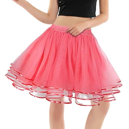 MOKBAY 80er Jahre Outfit Damen Vintage Tütü Damen Karneval Cosplay Röcke Fashion Party Petticoat Kleid Damen Kurz Halloween Kostüm Erwachsene wassermelone rot One Size 131 von MOKBAY