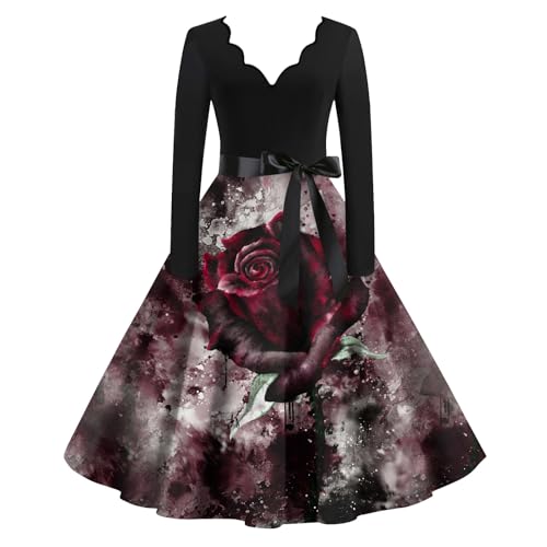MOKBAY Halloween Kostüm Clown Damen Hexen Cosplay Mittelalter Partykleid Kostüm Gruselig Fledermaus Kleider Kleid Blutig Halloweenkostüme Kleidung Vintage Costume Y2k Maid Halloween Costumes XL von MOKBAY