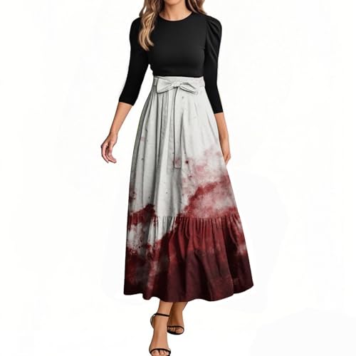 MOKBAY Halloween Kostüm Clown Hexe Medieval Partykleid Halloweenkostüm Kostüme Skelett Kleider Cosplay Y2k Geist Kleid Lustig Blutig Kleidung Scary Costume Halloween Costume S von MOKBAY