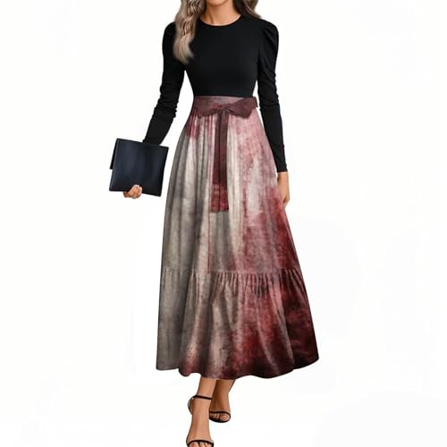 MOKBAY Halloween Kostüm Damen Spinne Medieval Blutig Halloweenkostüme Costume Cosplay Y2k Kostüme Kleid Grusel Engel Kürbis Kleider Kleidung Vintage Partykleid Fledermaus Halloween Kleid XL von MOKBAY