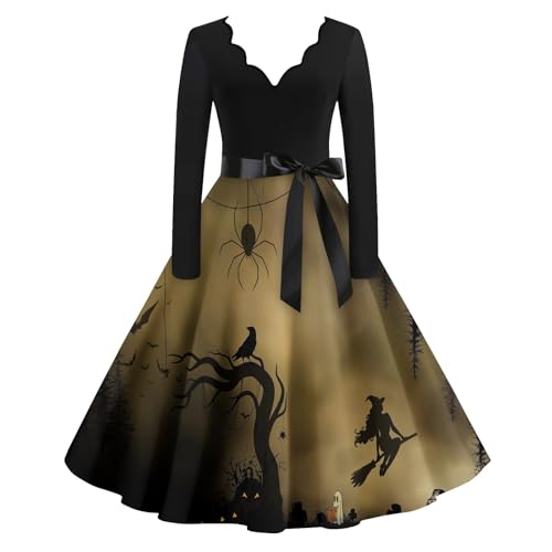 MOKBAY Halloween Kostüm Frauen Sensenmann Halloweenkostüme Scary Cosplay Clown Maid Medieval Y2k Kleidung Partykleid Große Größen Kleid Gruselige Costume Kleider Kostüm Halloween Dress 5XL von MOKBAY