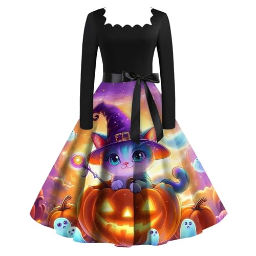 MOKBAY Halloween Kostüm Horror Clown Halloweenkostüme Blutiges Skelett Übergröße Partykleid Mittelalter Kleid Kostüme Kleidung Costume Horror Maid Kleider Y2k Teufel Cosplay Halloween Outfits XL von MOKBAY