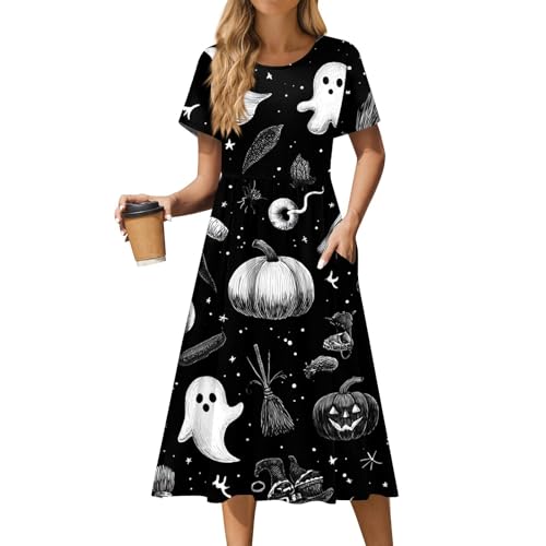 MOKBAY Halloween Kostüm Horror Clown Kleid Kleider Cosplay Nonne Gruselige Kostüme Partykleid Costume Vintage Hexe Mittelalter Kleidung Skelett Blutig Lustig Halloweenkostüm Halloween Dress XXL von MOKBAY