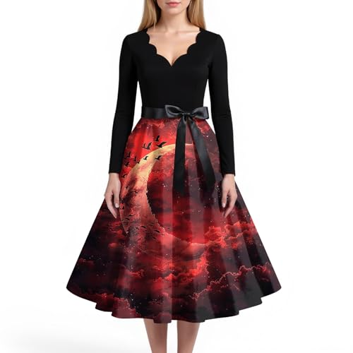 MOKBAY Halloween Kostüm Vampir Damen Partykleid Mittelalter Clown Kostüm Cosplay Blutiges Lustig Costume Kleidung Kleider Hexen Halloweenkostüme Maid Gruselig Vintage Kleid Kleid Halloween M von MOKBAY