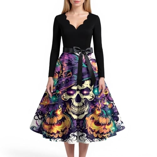 MOKBAY Halloween Kostüme Damen Kürbis Costume Cosplay Kostüm Kleidung Vampire Kleider Kleid Mittelalter Grusel Übergröße Fledermaus Halloweenkostüm Blutiges Plus Size Partykleid Halloween Kleid 5XL von MOKBAY