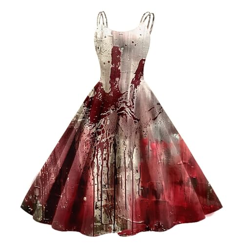 MOKBAY Halloween Kostüm Costume Hexe Vampir Halloweenkostüme Blutig Mittelalter Kleider Y2k Fledermaus Blutiges Partykleid Kleidung Übergröße Cosplay Kleid Kostüm Halloween Kostüm Damen Kleid XXL von MOKBAY