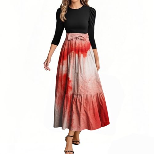 MOKBAY Halloween Vampir Kostüm Damen Große Größen Scary Halloweenkostüm Cosplay Kleidung Skelett Kleid Plus Size Clown Partykleid Kostüm Mittelalter Gruselig Geist Costume Kleider Kleid Halloween M von MOKBAY