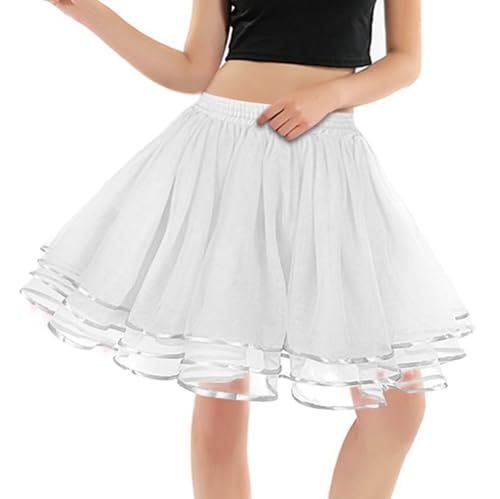 MOKBAY Karnevalskostüme Damen Kurz Tütü Damen Halloween 80er Skirt Vintage Fasching Petticoat Unterrock Damen Cosplay Party Kostüme Für Erwachsene weiß One Size 131 von MOKBAY