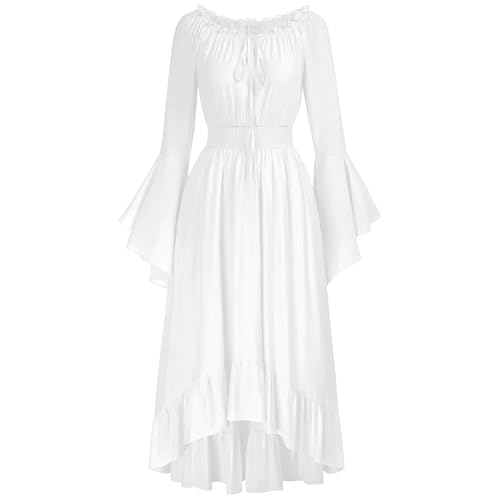 Mittelalterkleider Damen Kleider Kleid Cosplay Mittelalter Kostüme Halloween Kostüm Damen Xxl Renaissance Große Größen Viktorianisches Weiß Schwarzes Gothic Gothic Kleid mit Kapuze S von MOKBAY
