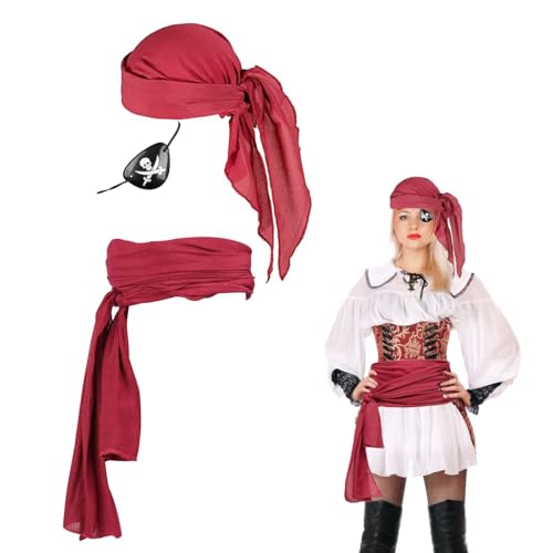 MOKIDO Piraten Kostüm Zubehör Set, Mittelalter Piraten Accessoires Set, Piraten Schärpe, Piraten Kopftuch mit Augenklappe, Piraten-Bandana, Augenklappe Pirat Pirate Costume für Kinder Erwachsene MOKIDO Piraten Kostüm Zubehör Set, Mittelalter Piraten Accessoires Set, Piraten Schärpe, Piraten Kopftuch mit Augenklappe, Piraten-Bandana, Augenklappe Pirat Pirate Costume für Kinder Erwachsene von MOKIDO