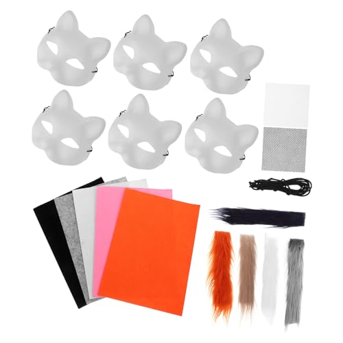 MOKKHNB 1 Satz Katzenmasken Bemalbare Weiße Halbmaske für Diy Cosplay Halloween Vielseitig Einsetzbar für Partys Bühnenaufführungen Robust Pflegeleicht MOKKHNB 1 Satz Katzenmasken Bemalbare Weiße Halbmaske für Diy Cosplay Halloween Vielseitig Einsetzbar für Partys Bühnenaufführungen Robust Pflegeleicht von MOKKHNB