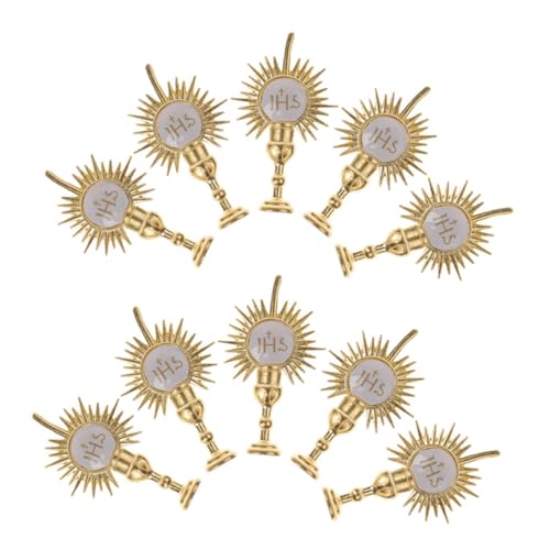 MOKKHNB 10 Stück Religiöse Tortendeko Jhs Cake Topper mit Goldener Glitter Oberfläche für Konfirmation und Religiöse Feiern Wiederverwendbare Dekoration für Cupcakes von MOKKHNB