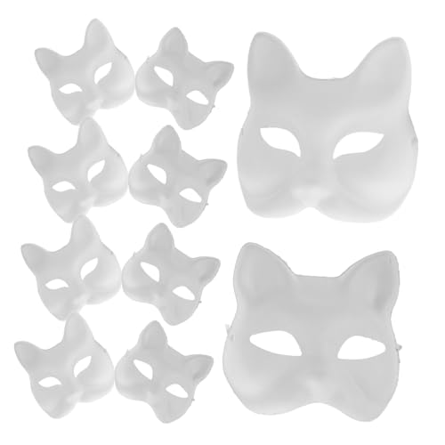 MOKKHNB 10Stücke Weiße DIY Tiermasken Unbemalte Katzen Fuchsmasken für Halloween Karneval Cosplay Leichtes Material für Kreativen Spaß Designs MOKKHNB 10Stücke Weiße DIY Tiermasken Unbemalte Katzen Fuchsmasken für Halloween Karneval Cosplay Leichtes Material für Kreativen Spaß Designs von MOKKHNB