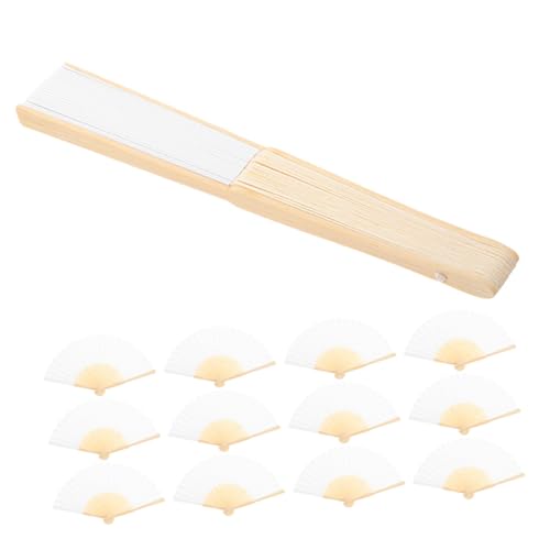 MOKKHNB 15 Stück Teiliges Weiße Faltbare Papierfächer aus Holz und Papier Handliche Klappfächer mit Blanker Oberfläche zum Bemalen Vielseitig für Hochzeit Party DIY Dekoration von MOKKHNB